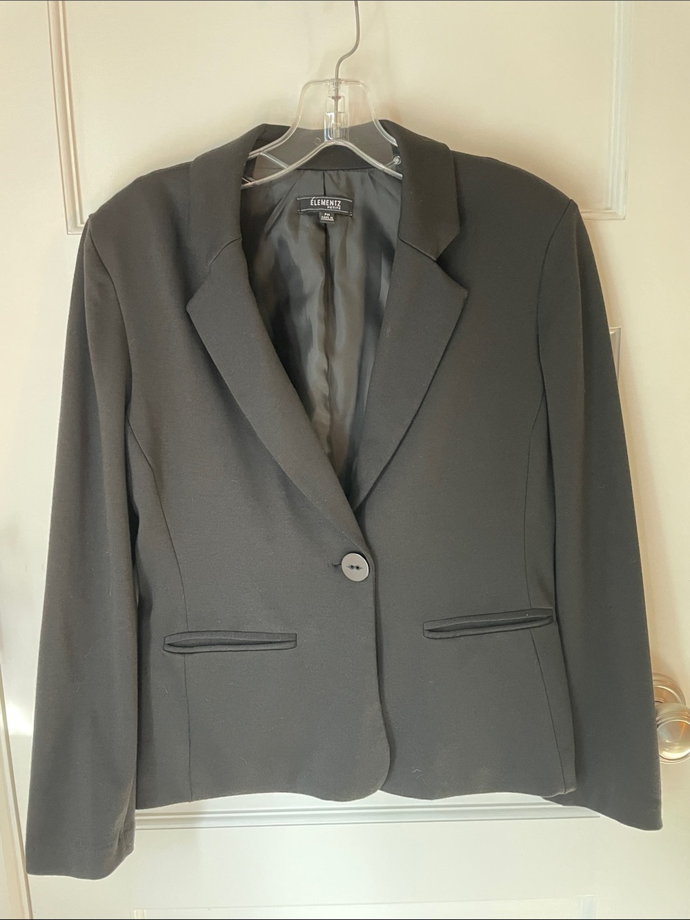 Elementz Petite Black Single-Button Casual Women's Blazer